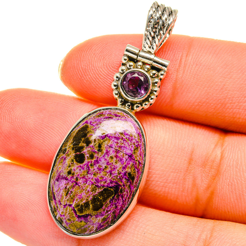 Stichtite, Amethyst Pendants handcrafted by Anasilvercos - PD14210