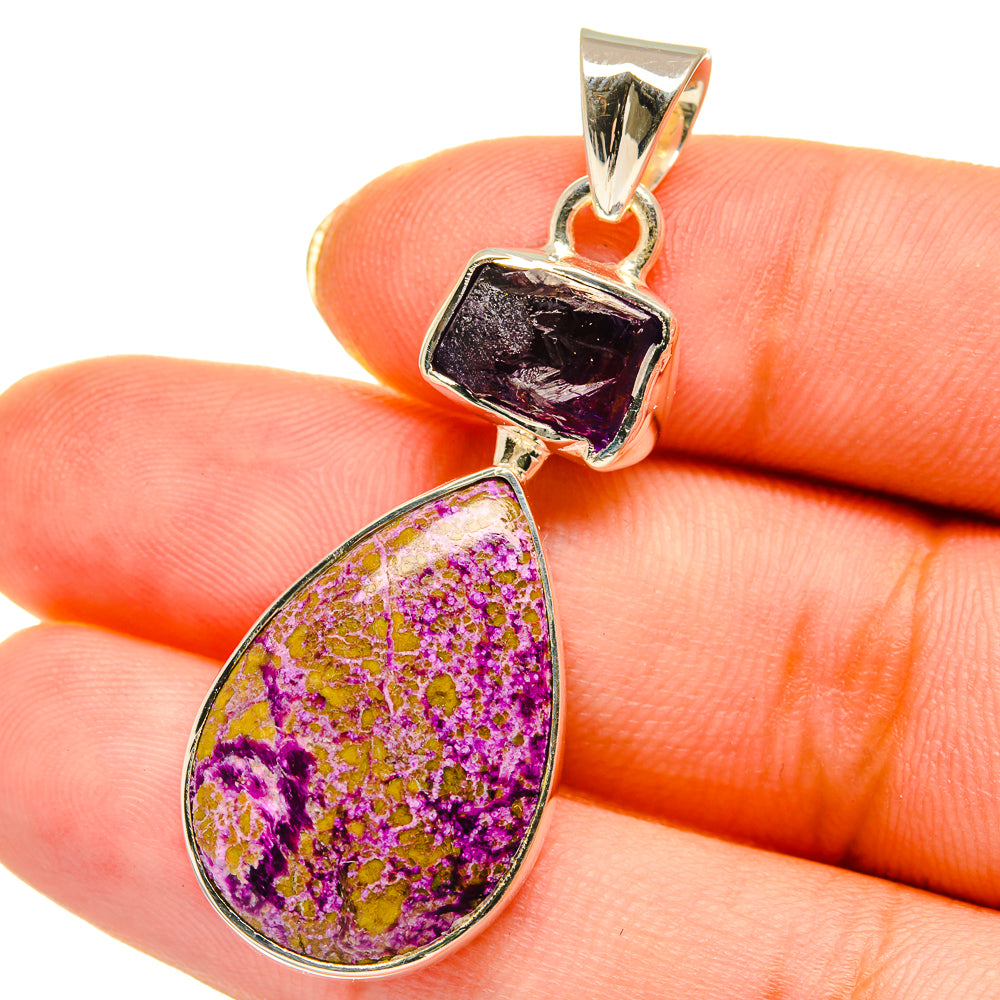 Stichtite, Amethyst Pendants handcrafted by Anasilvercos - PD14212