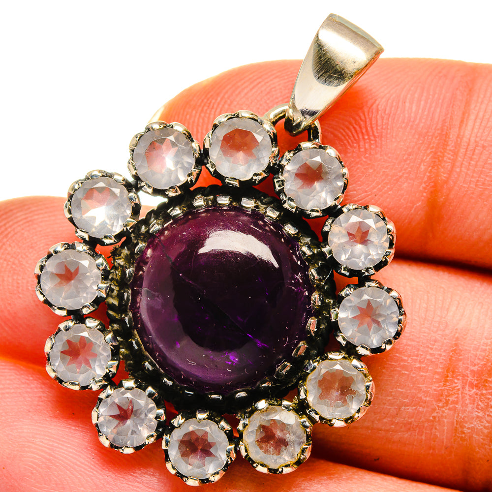 Amethyst, Rainbow Moonstone Pendants handcrafted by Anasilvercos - PD14221