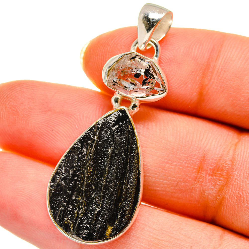 Tektite, Herkimer Diamond Pendants handcrafted by Anasilvercos - PD14228