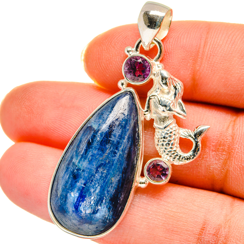 Kyanite, Amethyst Pendants handcrafted by Anasilvercos - PD14244