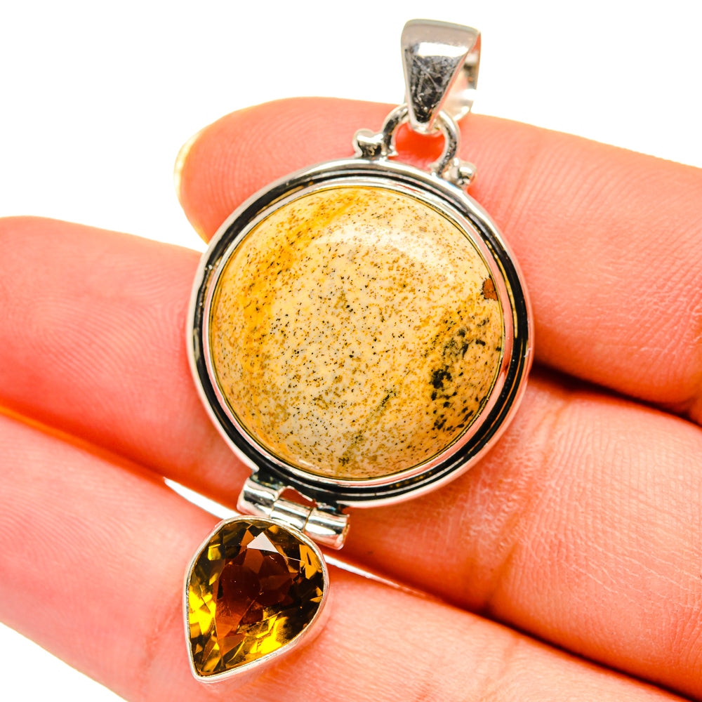 Picture Jasper, Mandarin Citrine Pendants handcrafted by Anasilvercos - PD14245