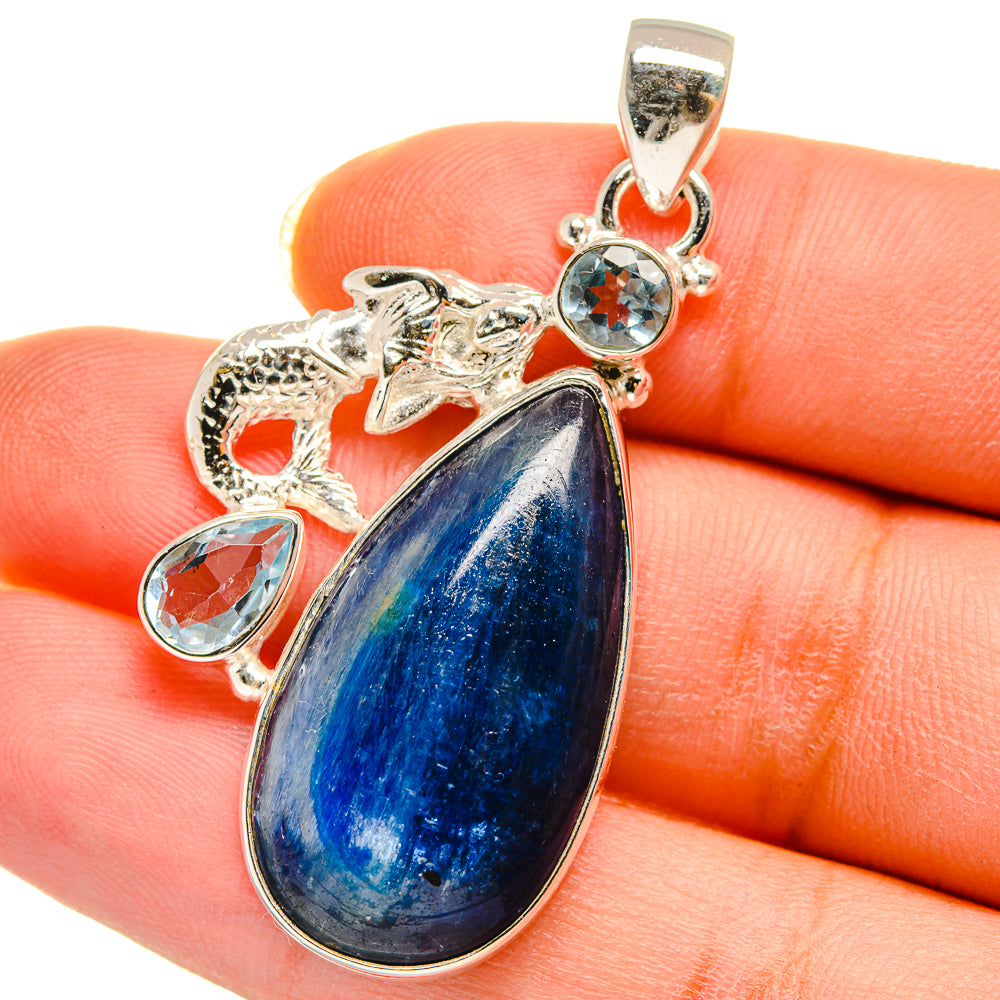 Kyanite, Blue Topaz Pendants handcrafted by Anasilvercos - PD14262