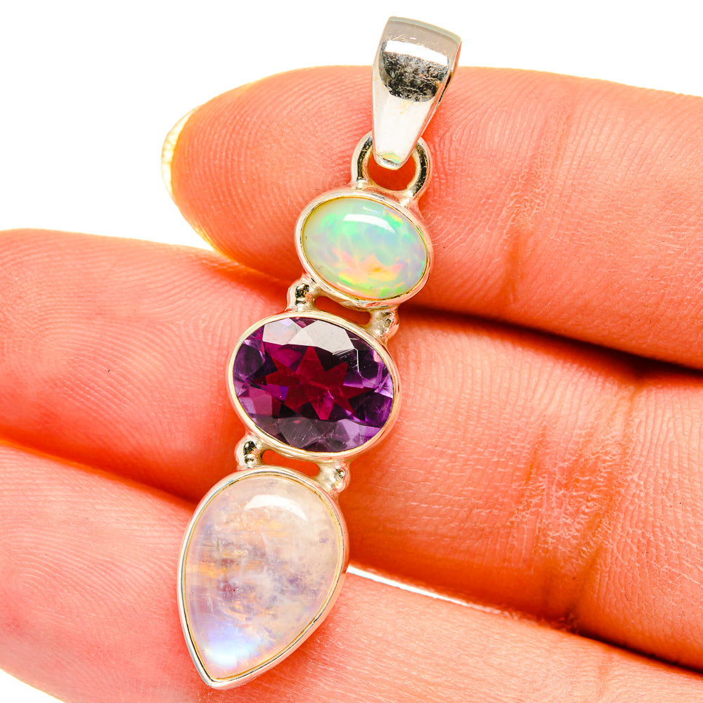 Rainbow Moonstone Pendants handcrafted by Anasilvercos - PD14269