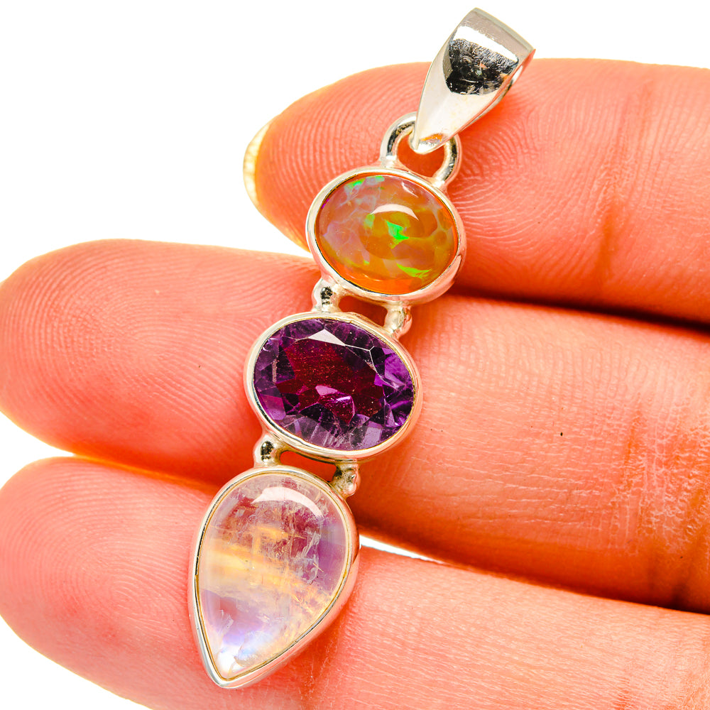 Rainbow Moonstone Pendants handcrafted by Anasilvercos - PD14280