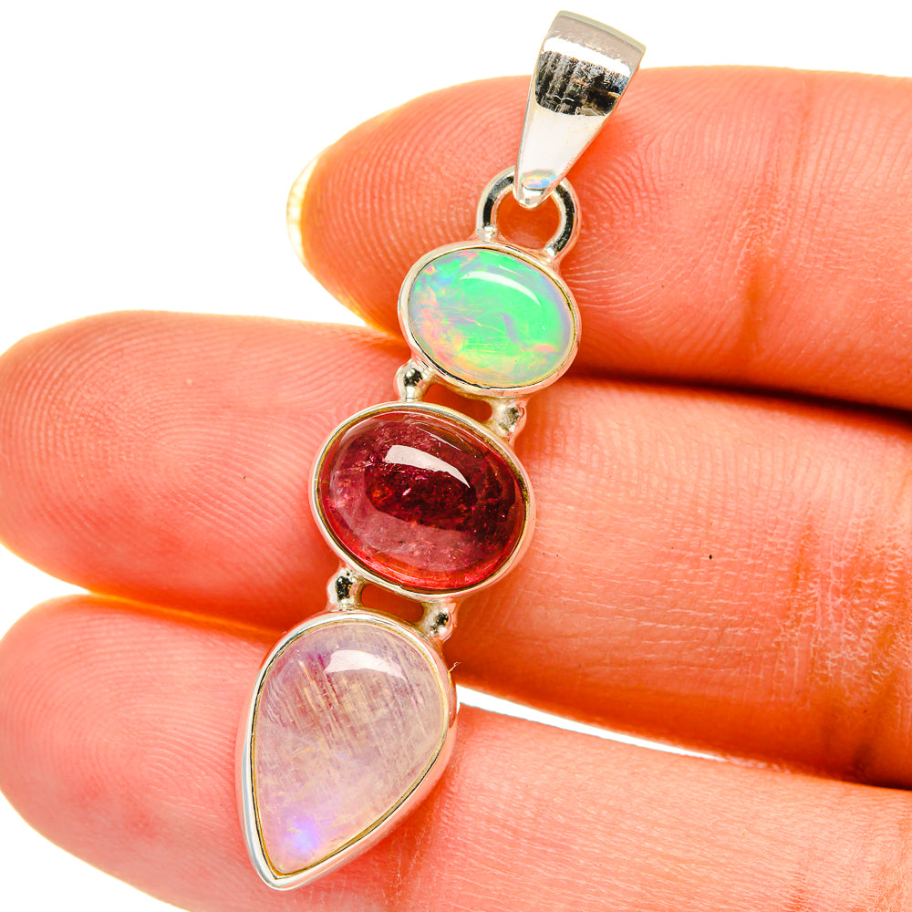 Rainbow Moonstone Pendants handcrafted by Anasilvercos - PD14282