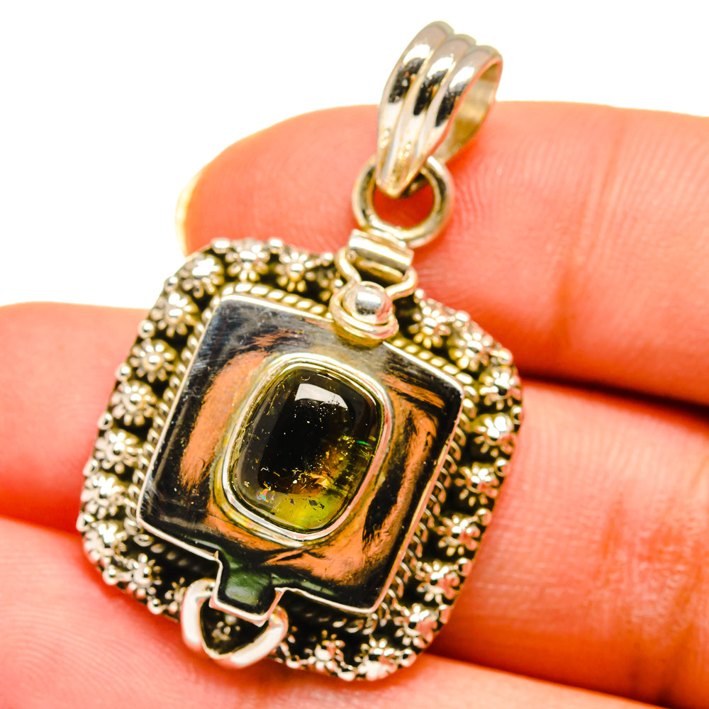 Green Tourmaline Pendants handcrafted by Anasilvercos - PD14307