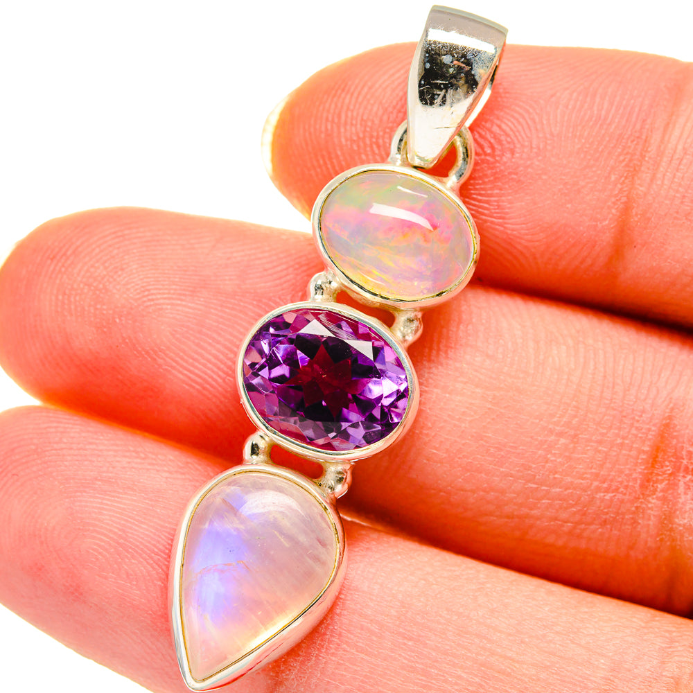 Rainbow Moonstone Pendants handcrafted by Anasilvercos - PD14383