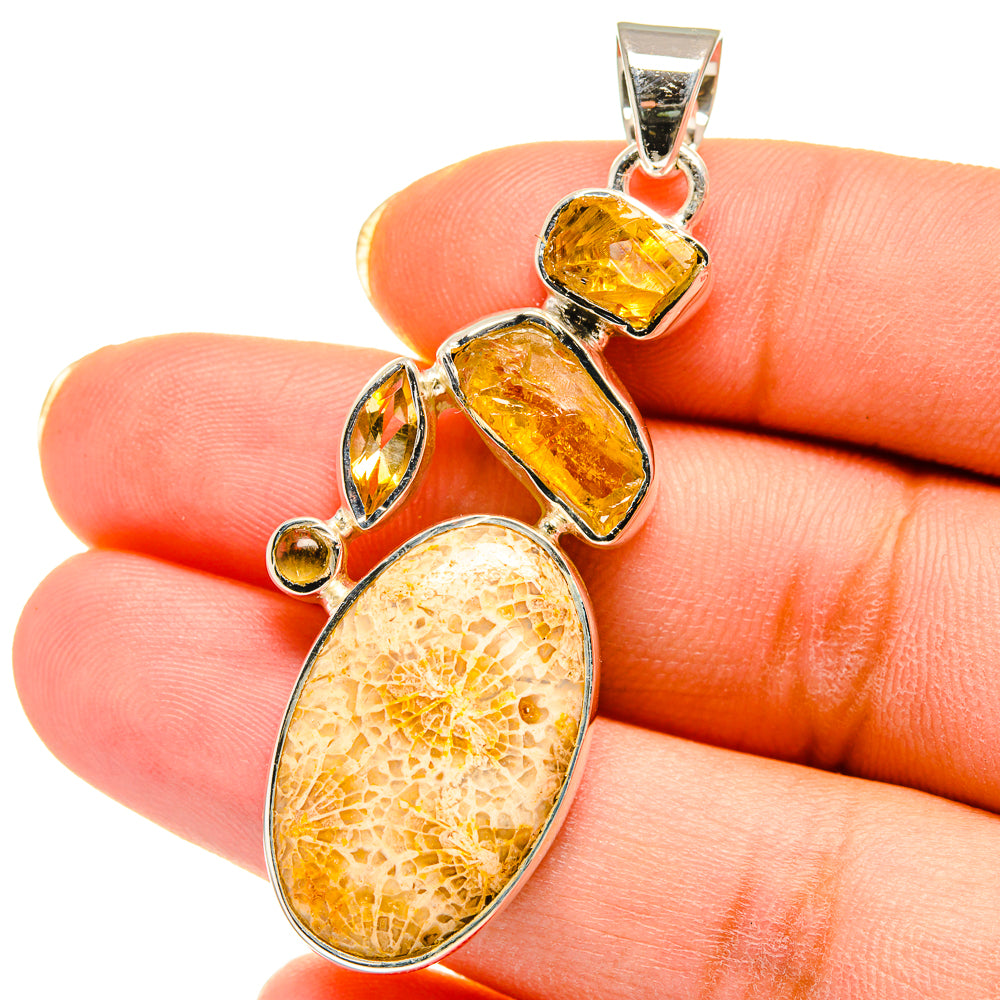 Fossil Coral Pendants handcrafted by Anasilvercos - PD14428