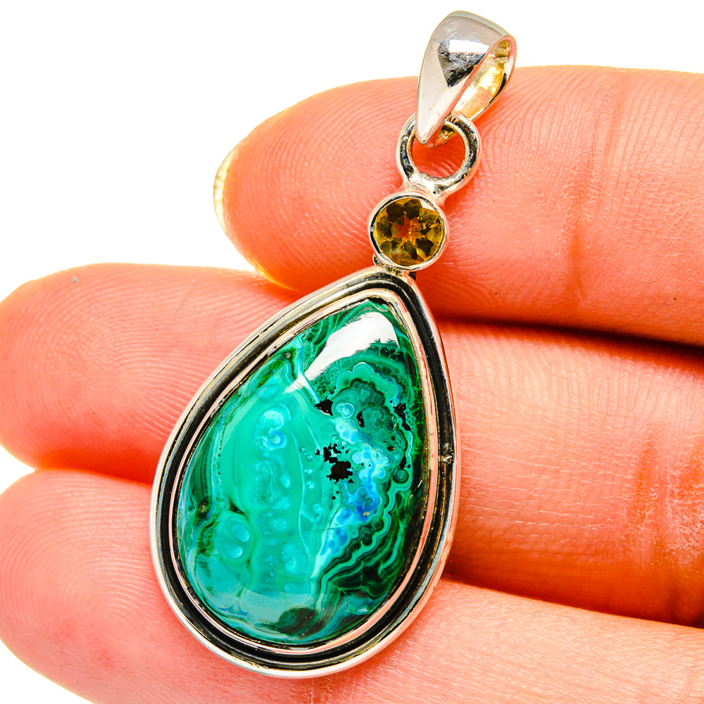Malachite In Chrysocolla Pendants handcrafted by Anasilvercos - PD14448