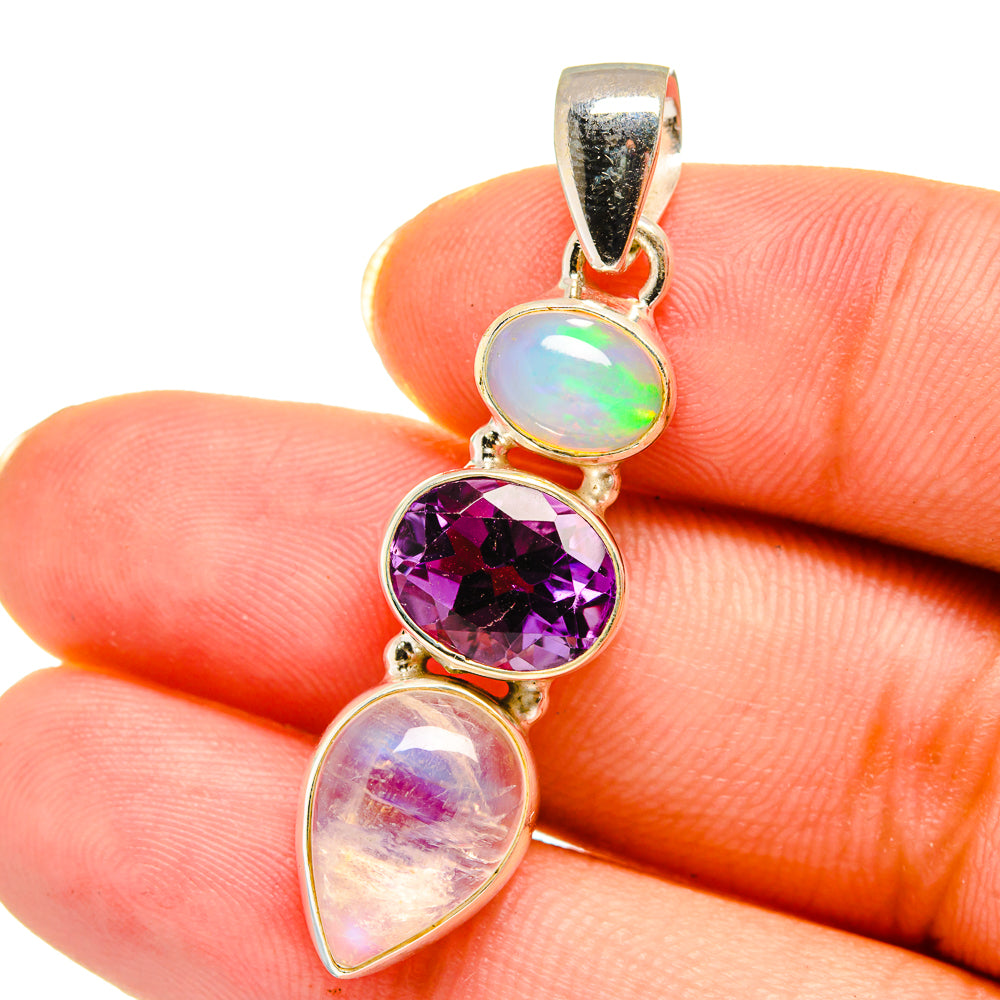 Rainbow Moonstone Pendants handcrafted by Anasilvercos - PD14453