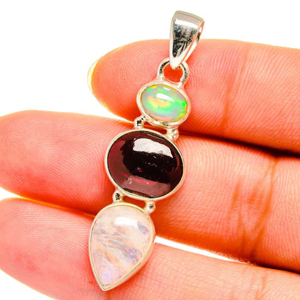 Rainbow Moonstone Pendants handcrafted by Anasilvercos - PD14455