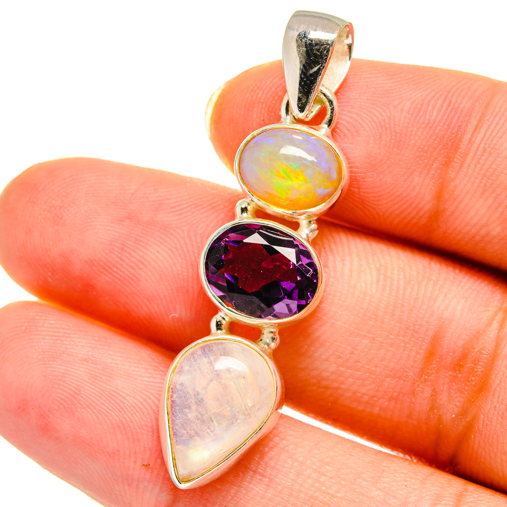 Rainbow Moonstone Pendants handcrafted by Anasilvercos - PD14464