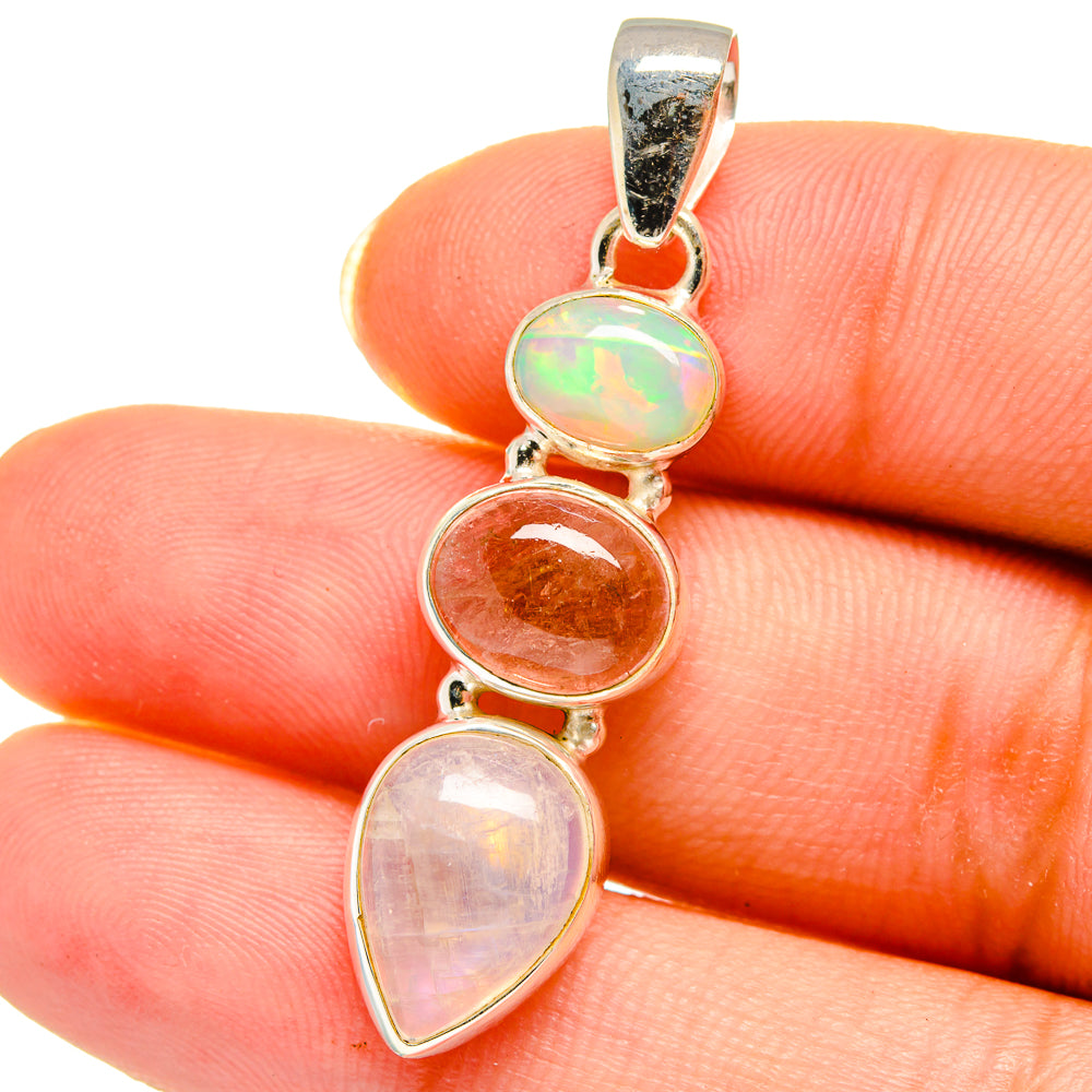 Rainbow Moonstone Pendants handcrafted by Anasilvercos - PD14465