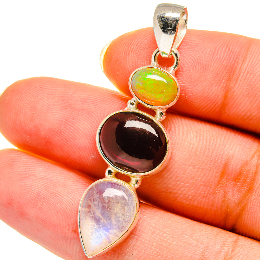 Rainbow Moonstone Pendants handcrafted by Anasilvercos - PD14466