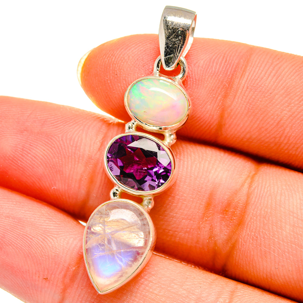 Rainbow Moonstone Pendants handcrafted by Anasilvercos - PD14472