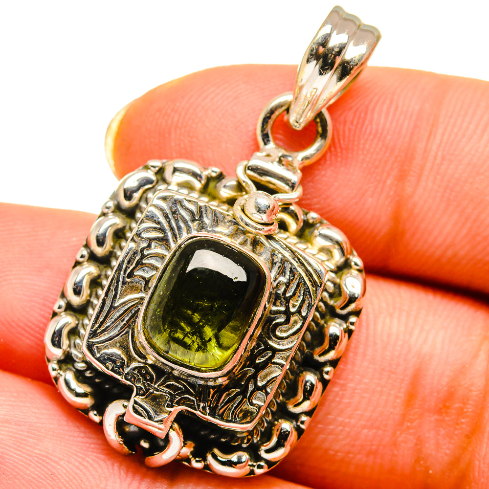 Green Tourmaline Pendants handcrafted by Anasilvercos - PD14492