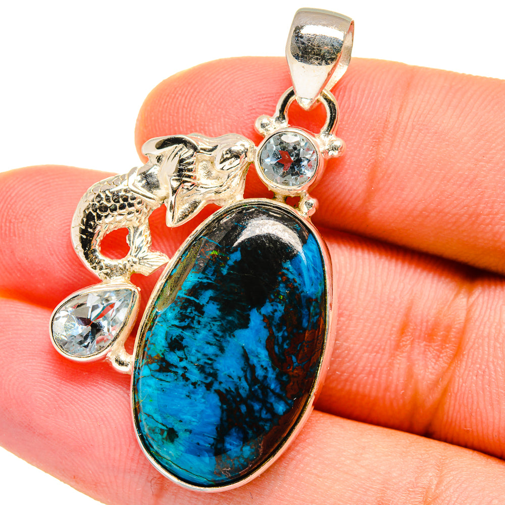 Shattuckite, Blue Topaz Pendants handcrafted by Anasilvercos - PD14660