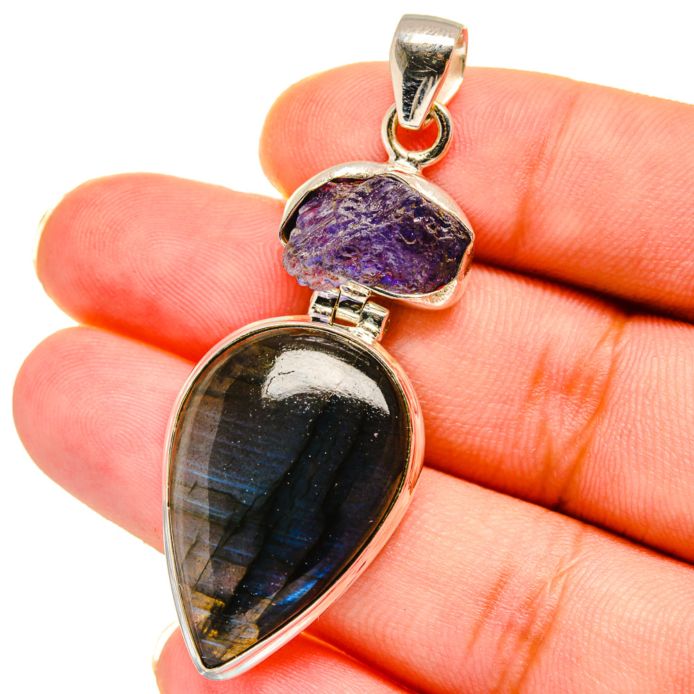 Labradorite, Tanzanite Pendants handcrafted by Anasilvercos - PD14670