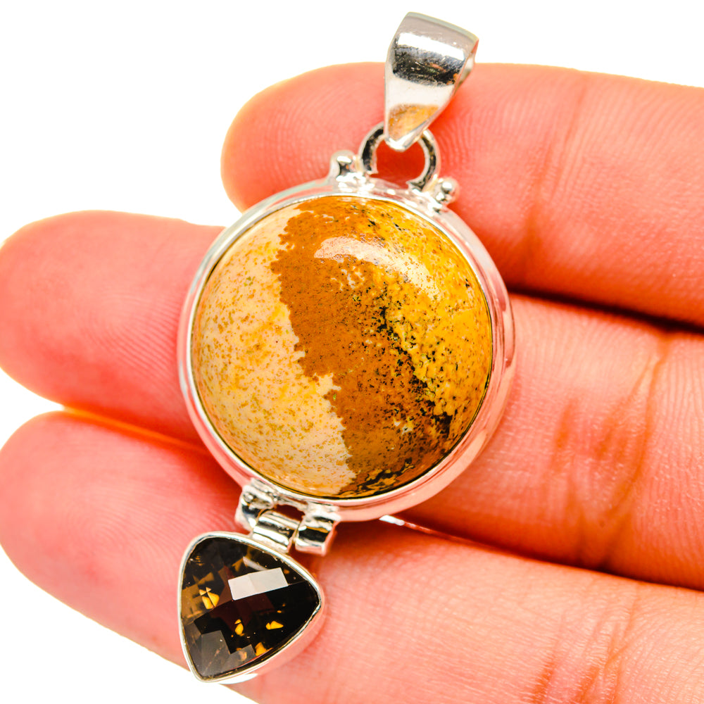 Picture Jasper, Smoky Quartz Pendants handcrafted by Anasilvercos - PD14693