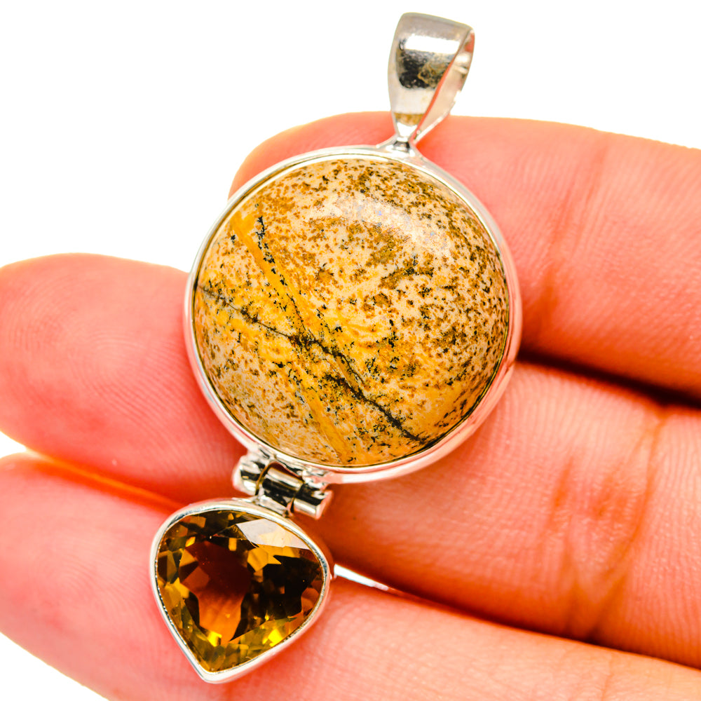 Picture Jasper, Smoky Quartz Pendants handcrafted by Anasilvercos - PD14694