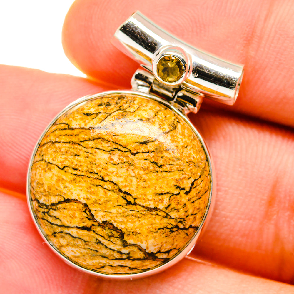 Picture Jasper, Citrine Pendants handcrafted by Anasilvercos - PD14696
