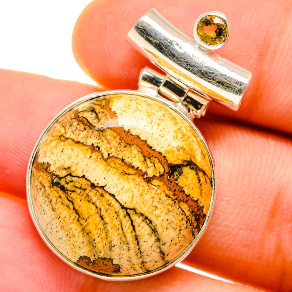 Picture Jasper, Citrine Pendants handcrafted by Anasilvercos - PD14699