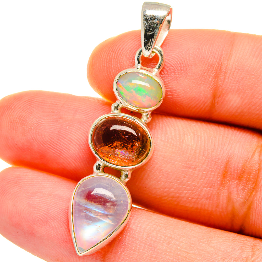 Rainbow Moonstone, Sunstone, Ethiopian Opal Pendants handcrafted by Anasilvercos - PD14736