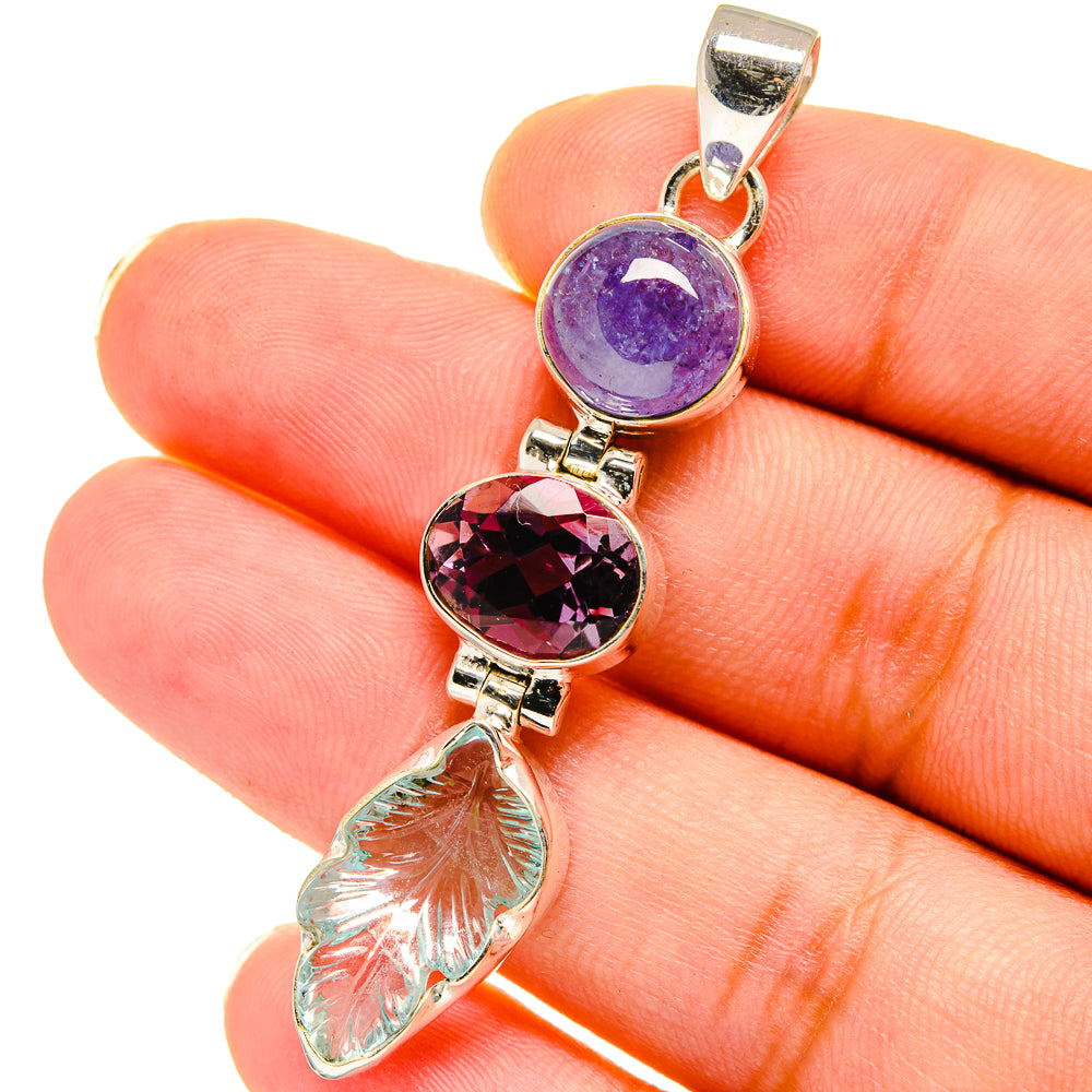 Aquamairne, Amethyst, Tanzanite Pendants handcrafted by Anasilvercos - PD14746