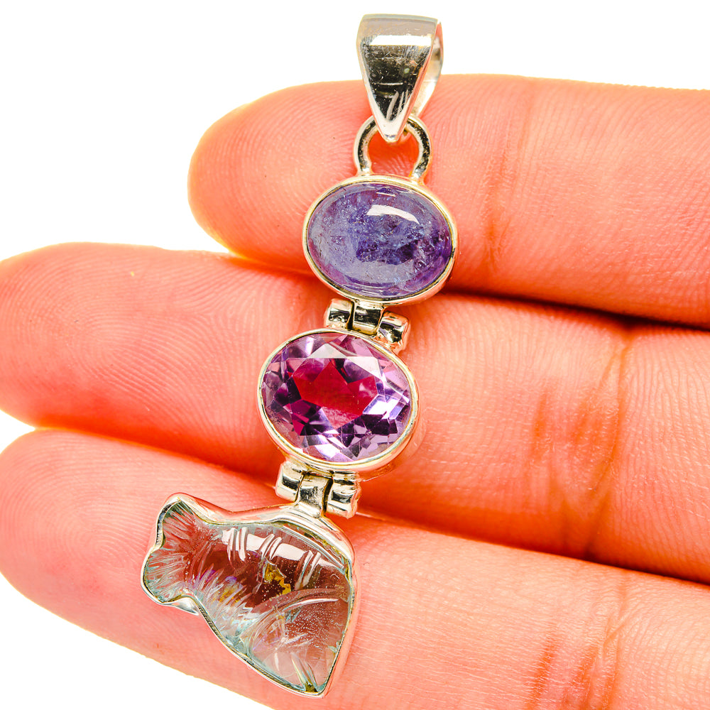 Aquamarine, Amethyst, Tanzanite Pendants handcrafted by Anasilvercos - PD14748