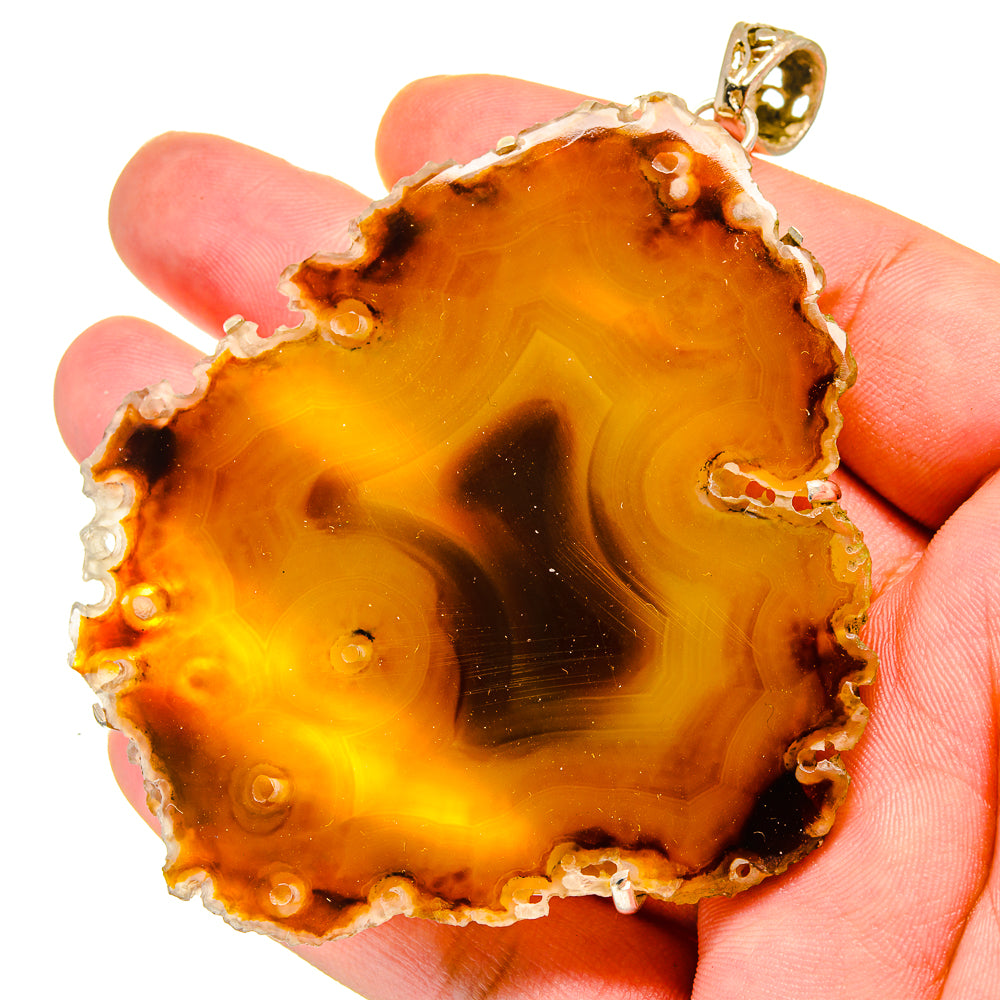 Orange Geode Slice Pendants handcrafted by Anasilvercos - PD14801