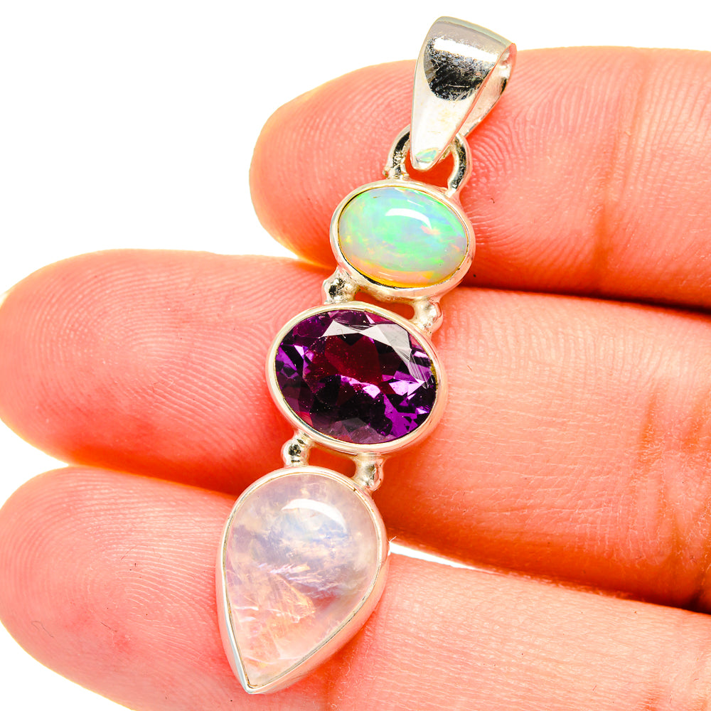 Rainbow Moonstone Pendants handcrafted by Anasilvercos - PD14860