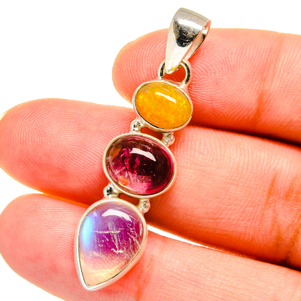 Rainbow Moonstone Pendants handcrafted by Anasilvercos - PD14862