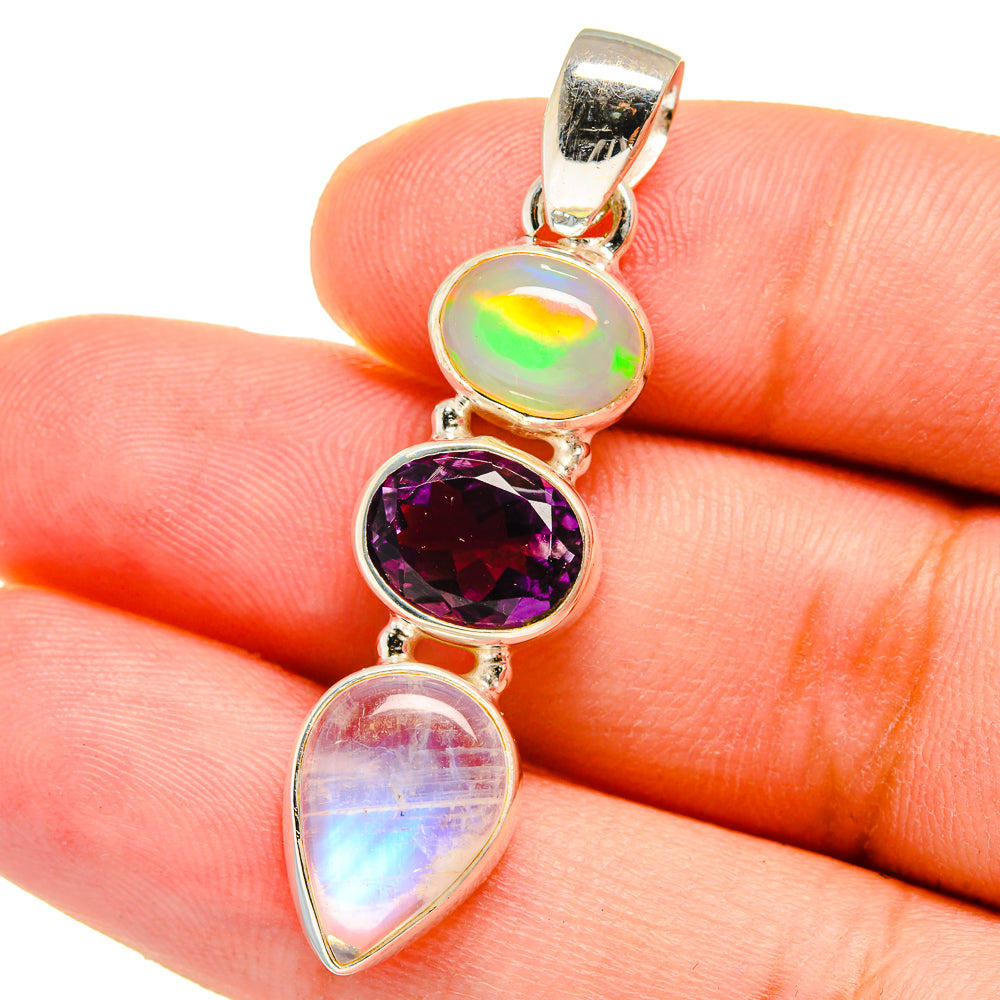 Rainbow Moonstone Pendants handcrafted by Anasilvercos - PD14863