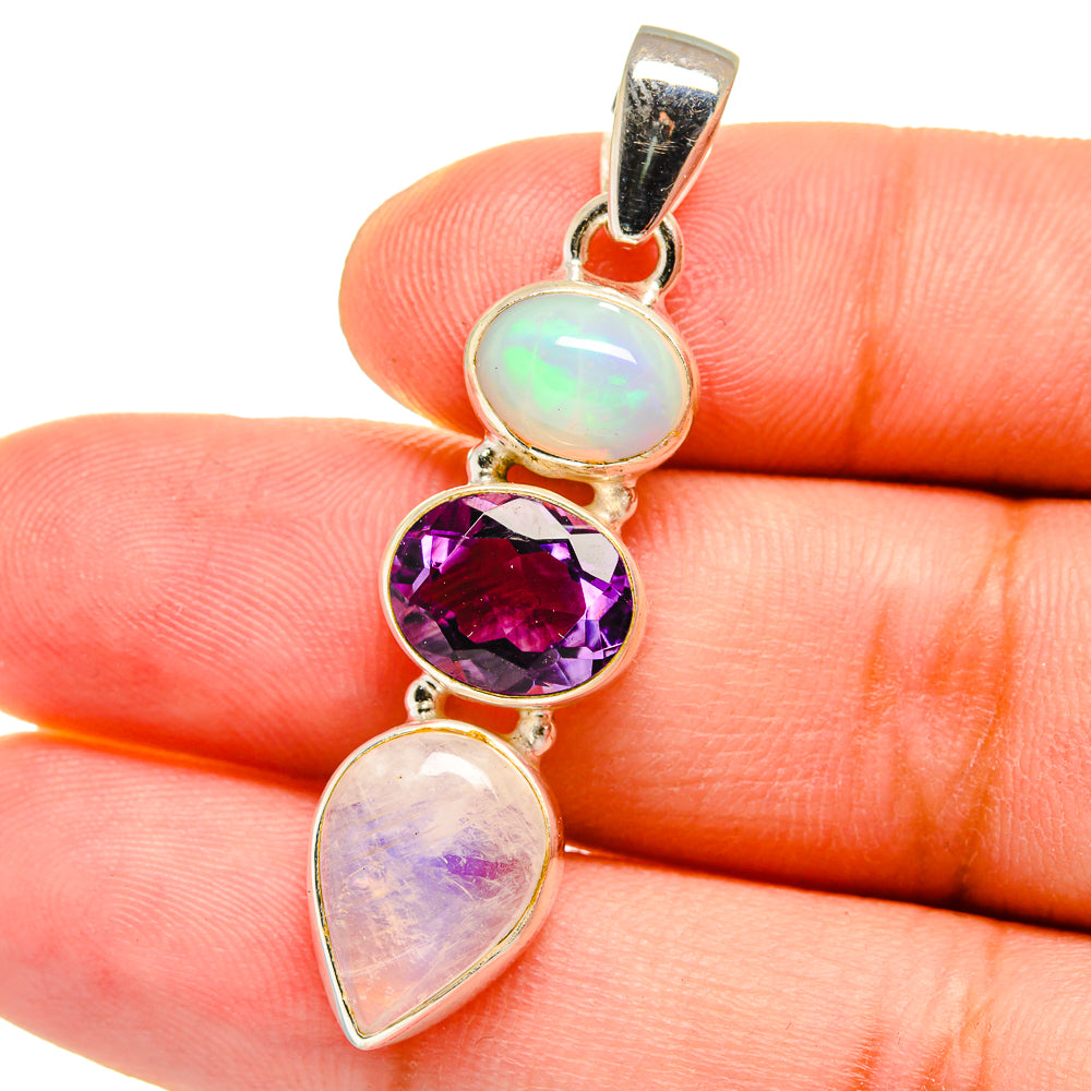 Rainbow Moonstone Pendants handcrafted by Anasilvercos - PD14864