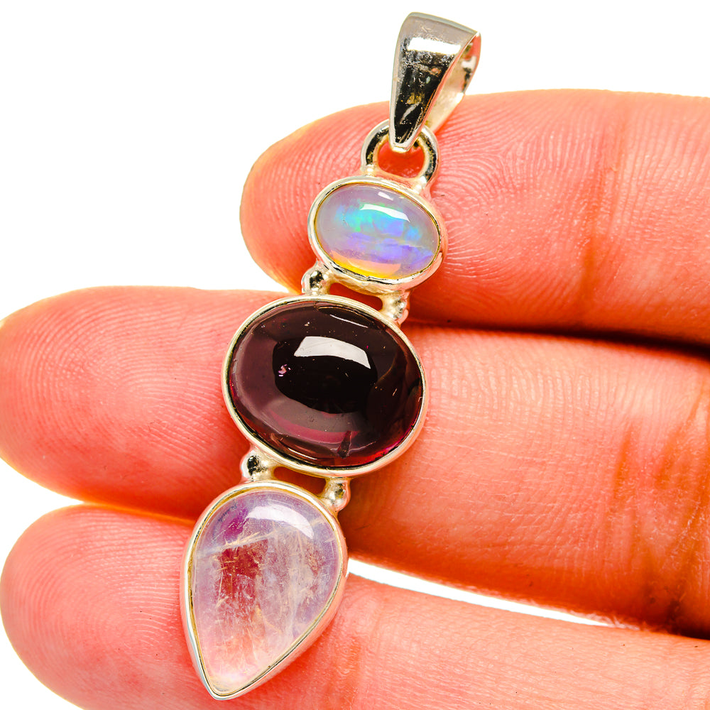 Rainbow Moonstone Pendants handcrafted by Anasilvercos - PD14866