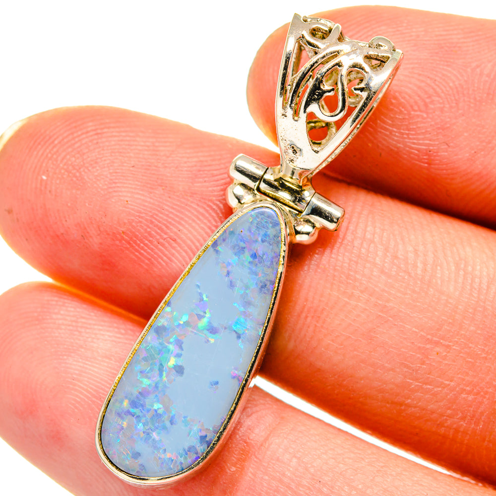 Synthetic Fire Opal Pendants handcrafted by Anasilvercos - PD14944