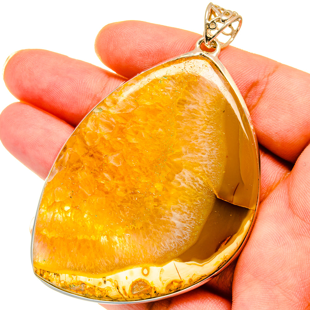 Yellow Geode Slice Pendants handcrafted by Anasilvercos - PD15047