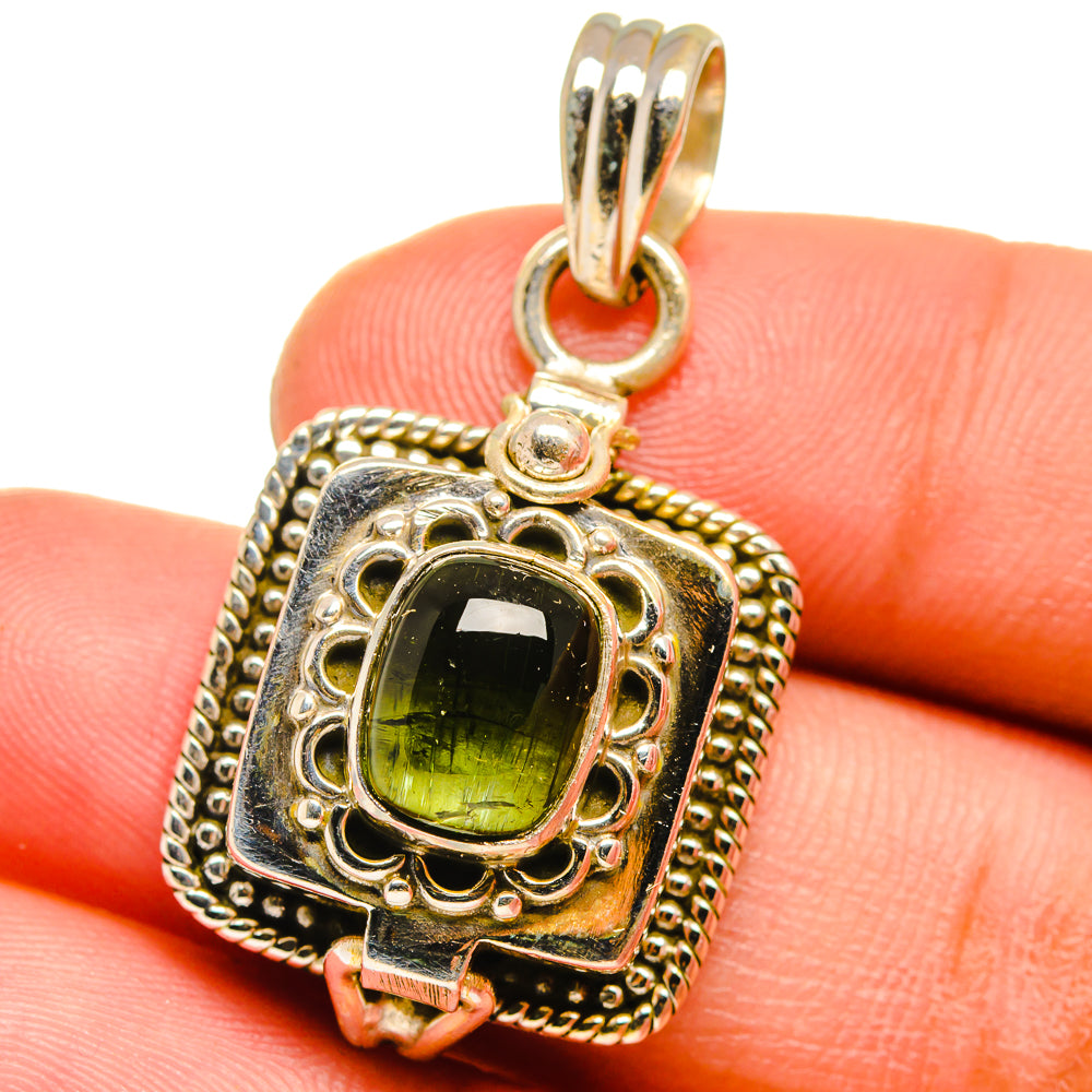 Green Tourmaline Pendants handcrafted by Anasilvercos - PD15091