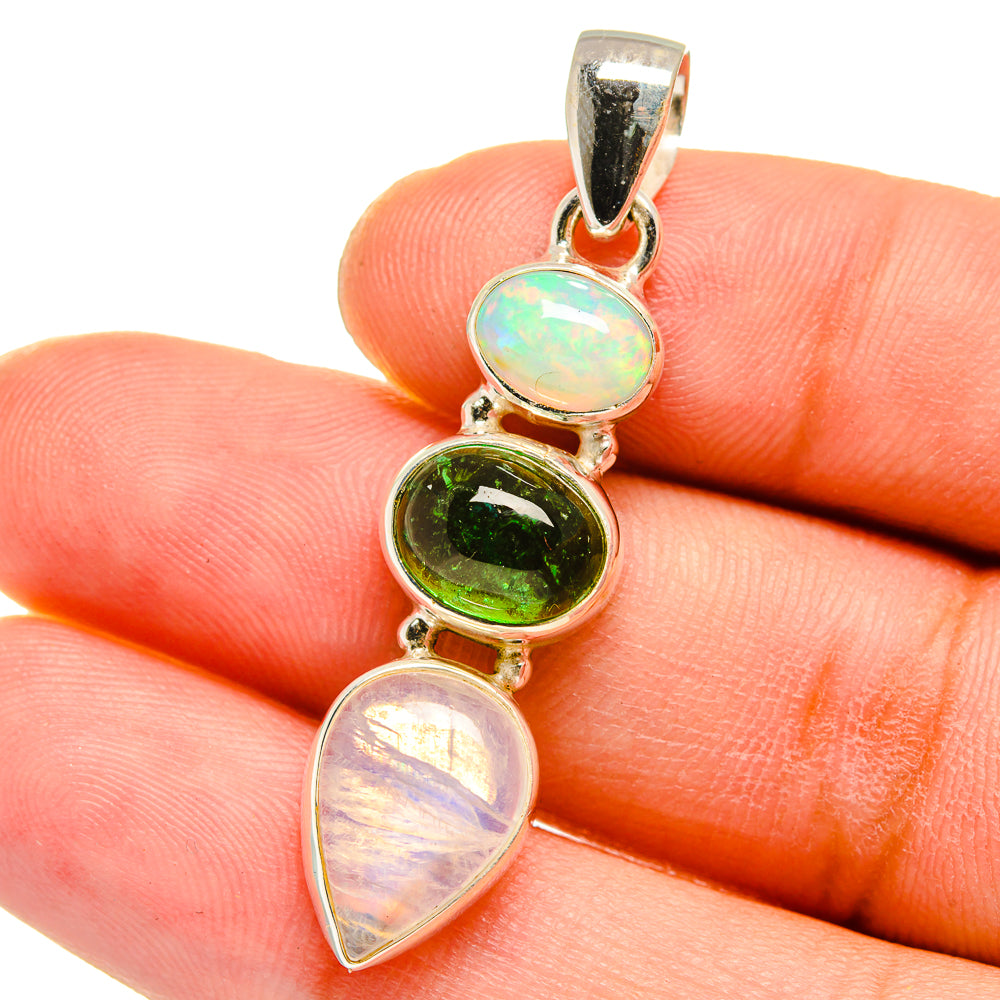 Rainbow Moonstone Pendants handcrafted by Anasilvercos - PD15111