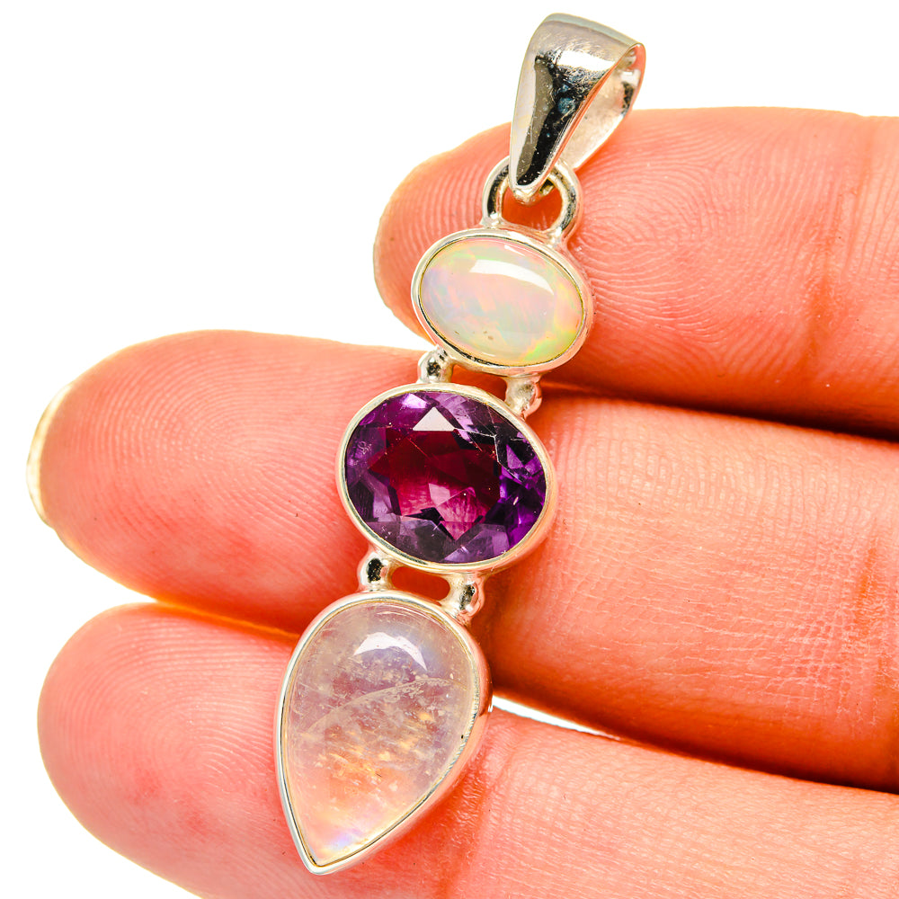 Rainbow Moonstone Pendants handcrafted by Anasilvercos - PD15112