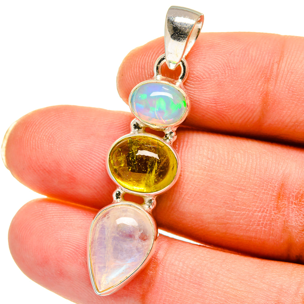 Rainbow Moonstone Pendants handcrafted by Anasilvercos - PD15113