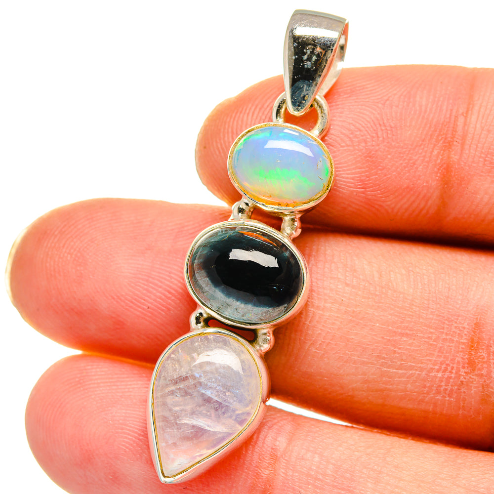 Rainbow Moonstone Pendants handcrafted by Anasilvercos - PD15114