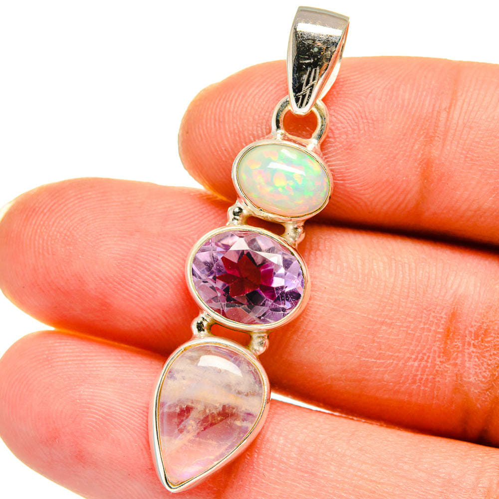Rainbow Moonstone Pendants handcrafted by Anasilvercos - PD15115