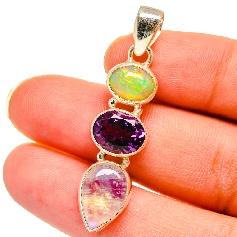 Rainbow Moonstone Pendants handcrafted by Anasilvercos - PD15117