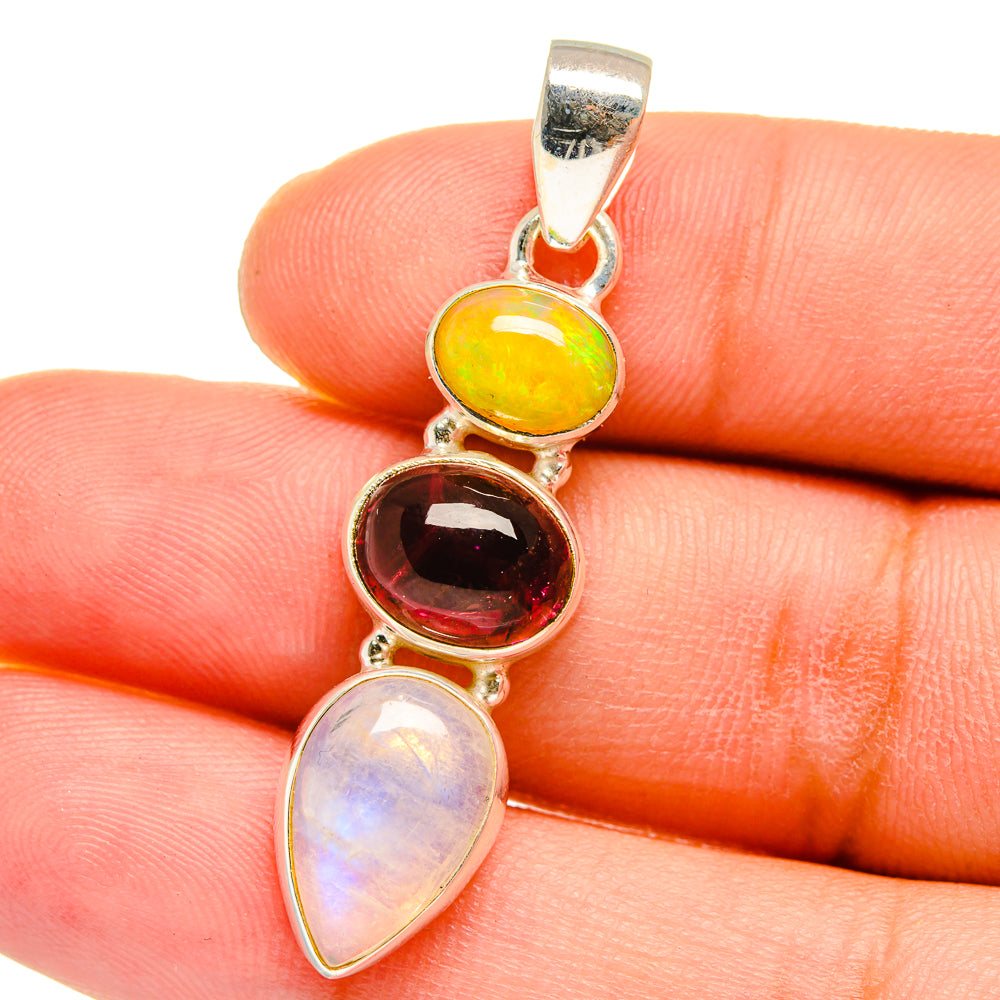Rainbow Moonstone Pendants handcrafted by Anasilvercos - PD15118
