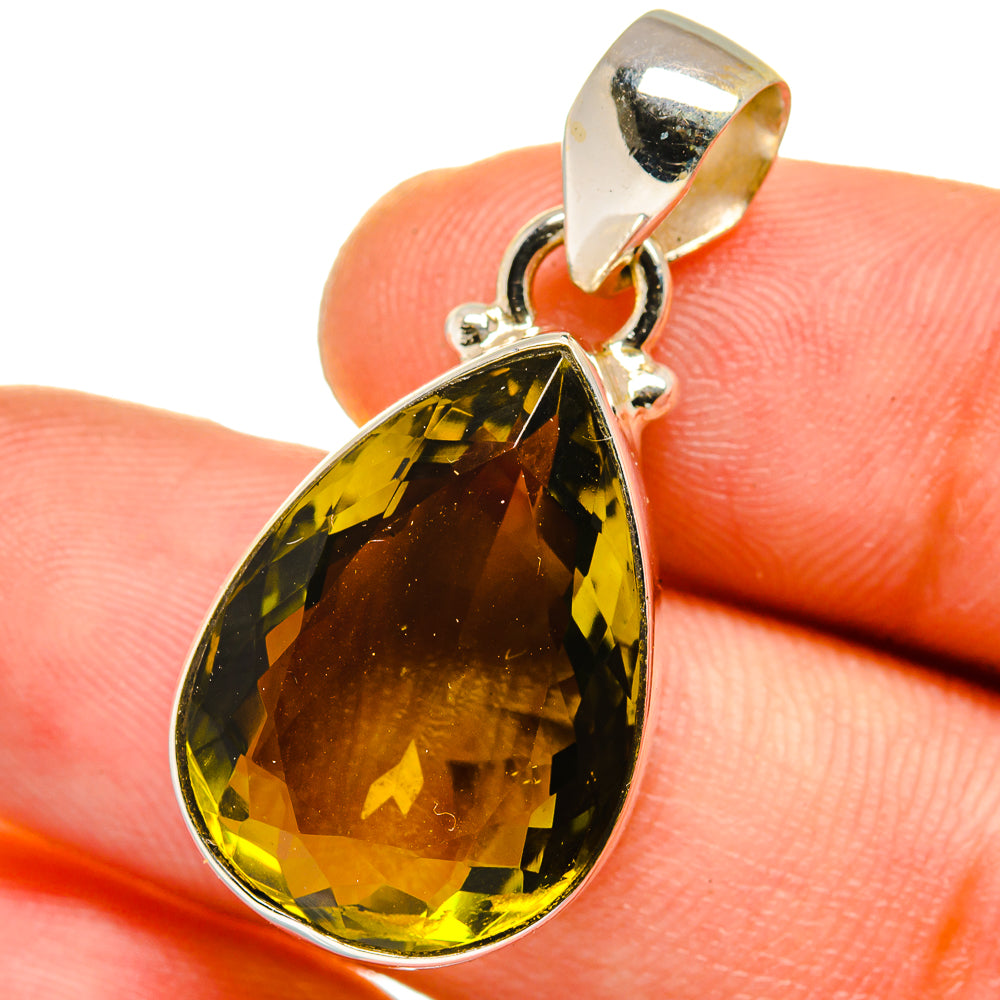 Olive Quartz Pendants handcrafted by Anasilvercos - PD15193