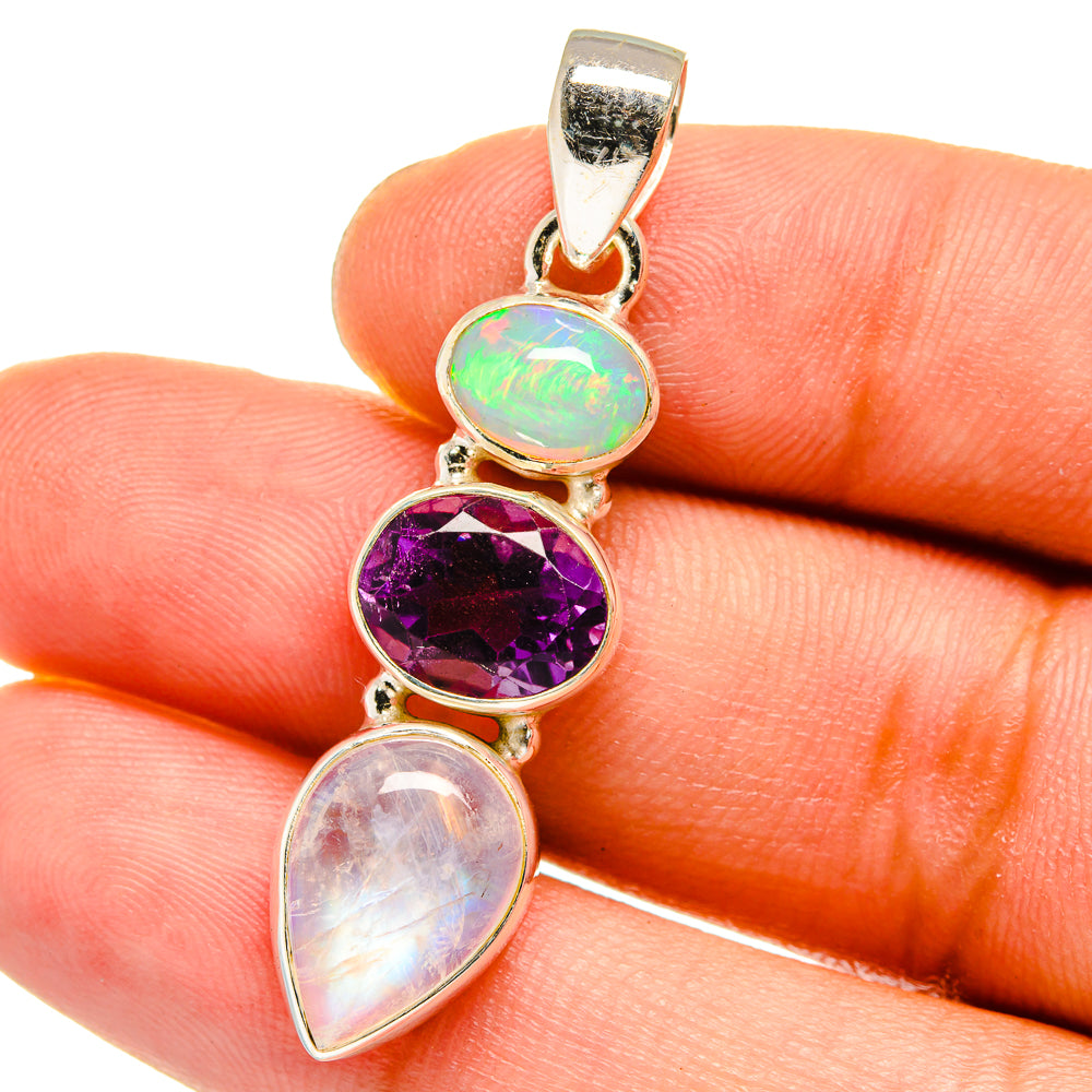 Rainbow Moonstone Pendants handcrafted by Anasilvercos - PD15211