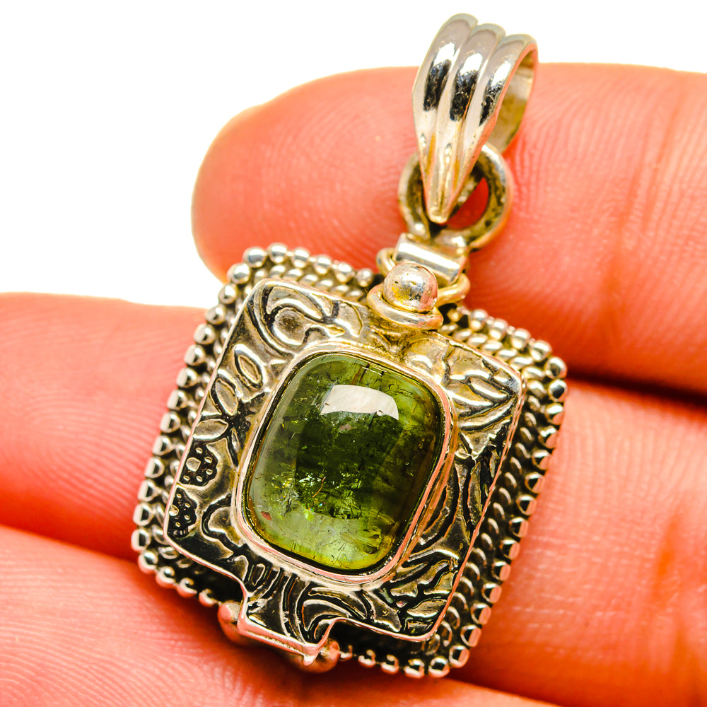 Green Tourmaline Pendants handcrafted by Anasilvercos - PD15223
