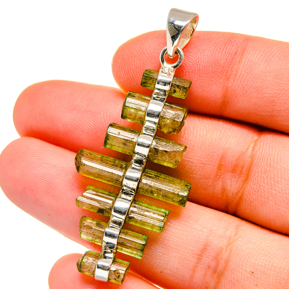 Green Tourmaline Pendants handcrafted by Anasilvercos - PD15366